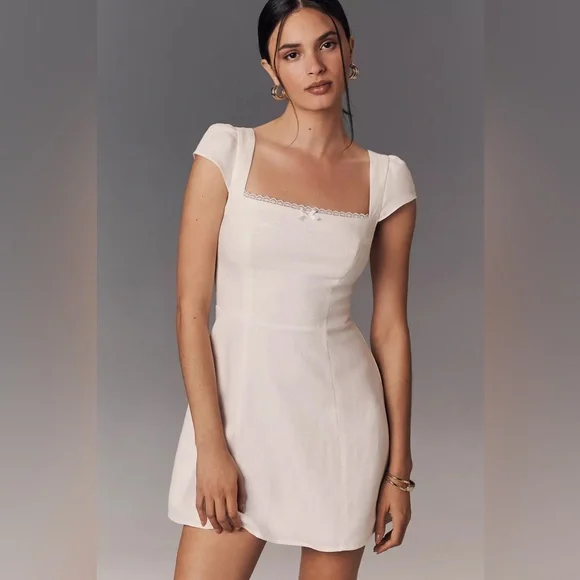 Reformation Loula Linen Mini Dress in White - Picture 2 of 10